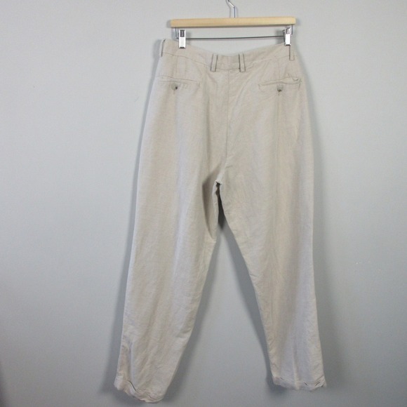 Club Room Pleated Dress Pants Men 33 Beige Linen Trouser Casual Work Office 490 - Picture 2 of 16